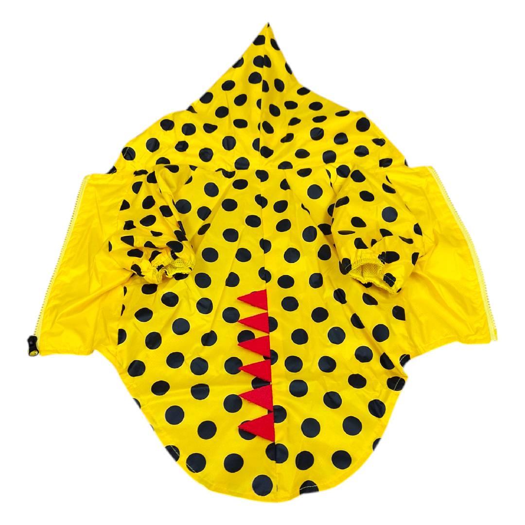 CT1916 1 Pieza De Impermeable Diseño Dinosaurio Lunares Amarillos Para Mascota