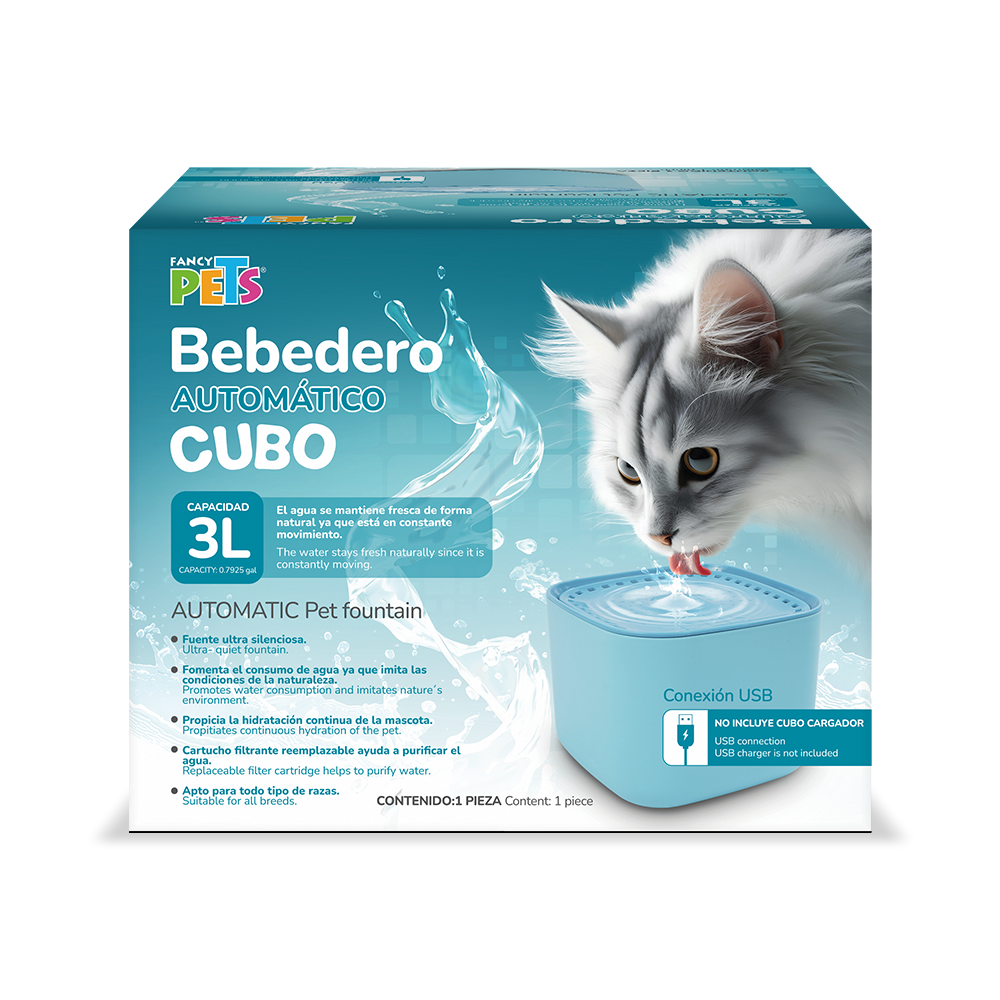 FL9876 1 Pieza De Fuente De Agua Azul Capacidad 3 Lts Para Mascotas