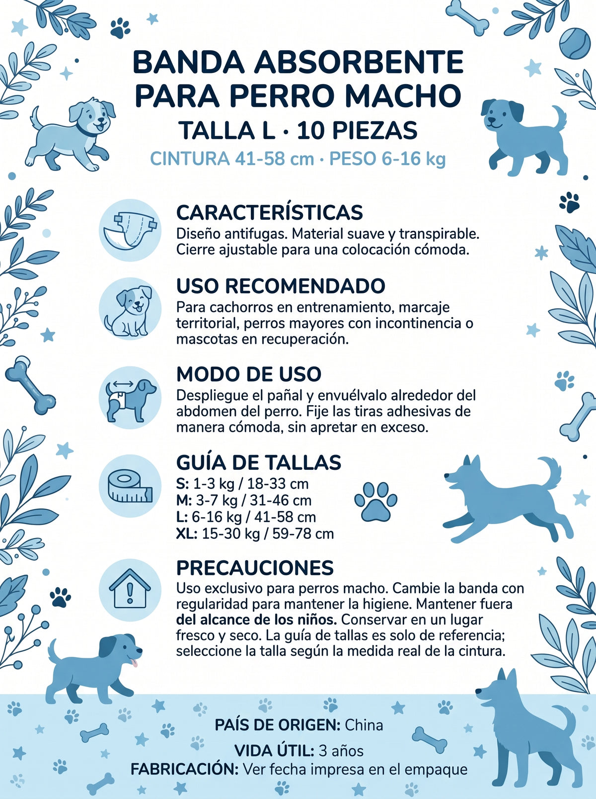 CT2358 1 Paquete De 10 Pieza De Pañal Para Macho
