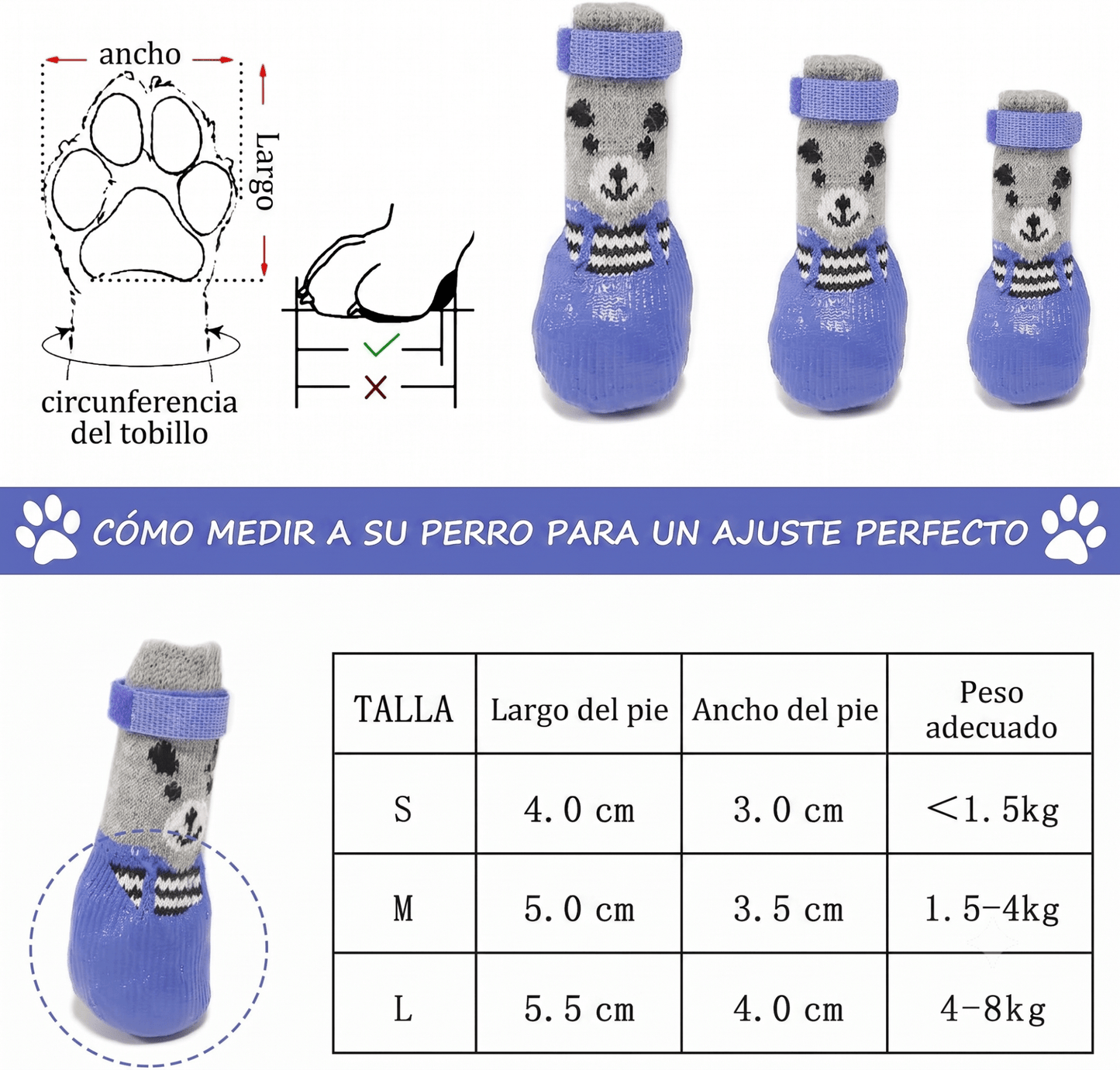 CT1658 1 Kit de 4 Zapatitos Para Mascota