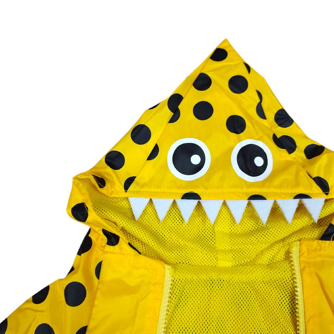 CT1916 1 Pieza De Impermeable Diseño Dinosaurio Lunares Amarillos Para Mascota