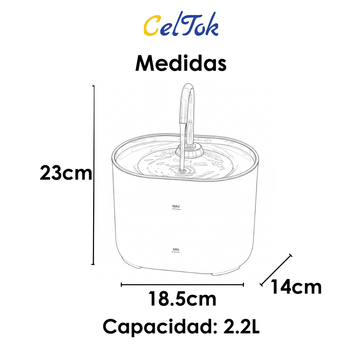 CT2333 1 Pieza De Fuente De Agua 2.2L Para Mascota