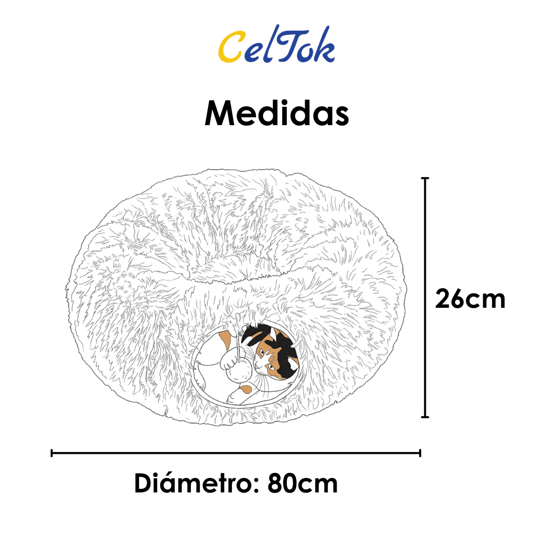 CT2968 1 Pieza De Cama Túnel Interactiva De Felpa Con Cojín Y Pompón Para Mascotas