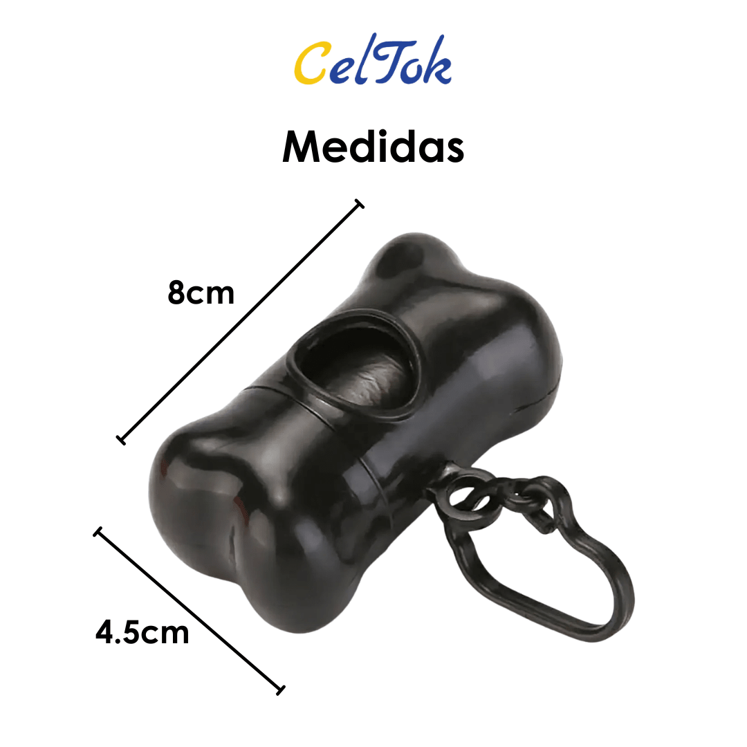 CT9701 1 Pieza Dispensador De Rollo Diseño "Huesito" y 1 Rollo De Bolsas De Basura Para Mascota