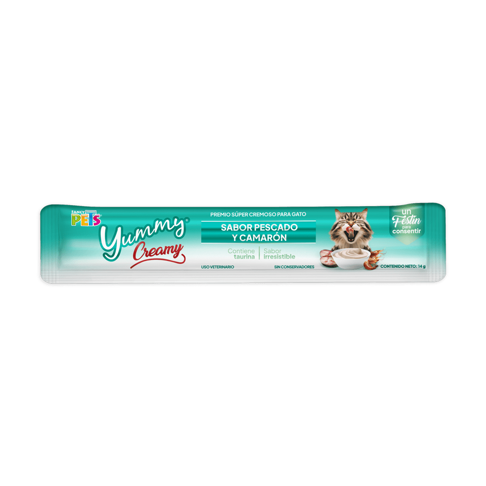 FL9203-FL9209 56g 4pz Yummy Creamy Pescado y Camaron Para Gato