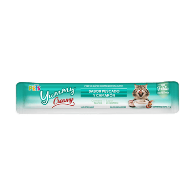 FL9203-FL9209 56g 4pz Yummy Creamy Pescado y Camaron Para Gato