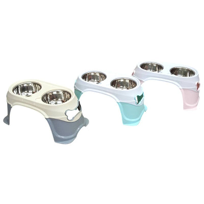 CT2914 1 Pieza De Tazón Elevado Grande Agarre Ergonómico Doble Plato Acero Inox Para Mascota