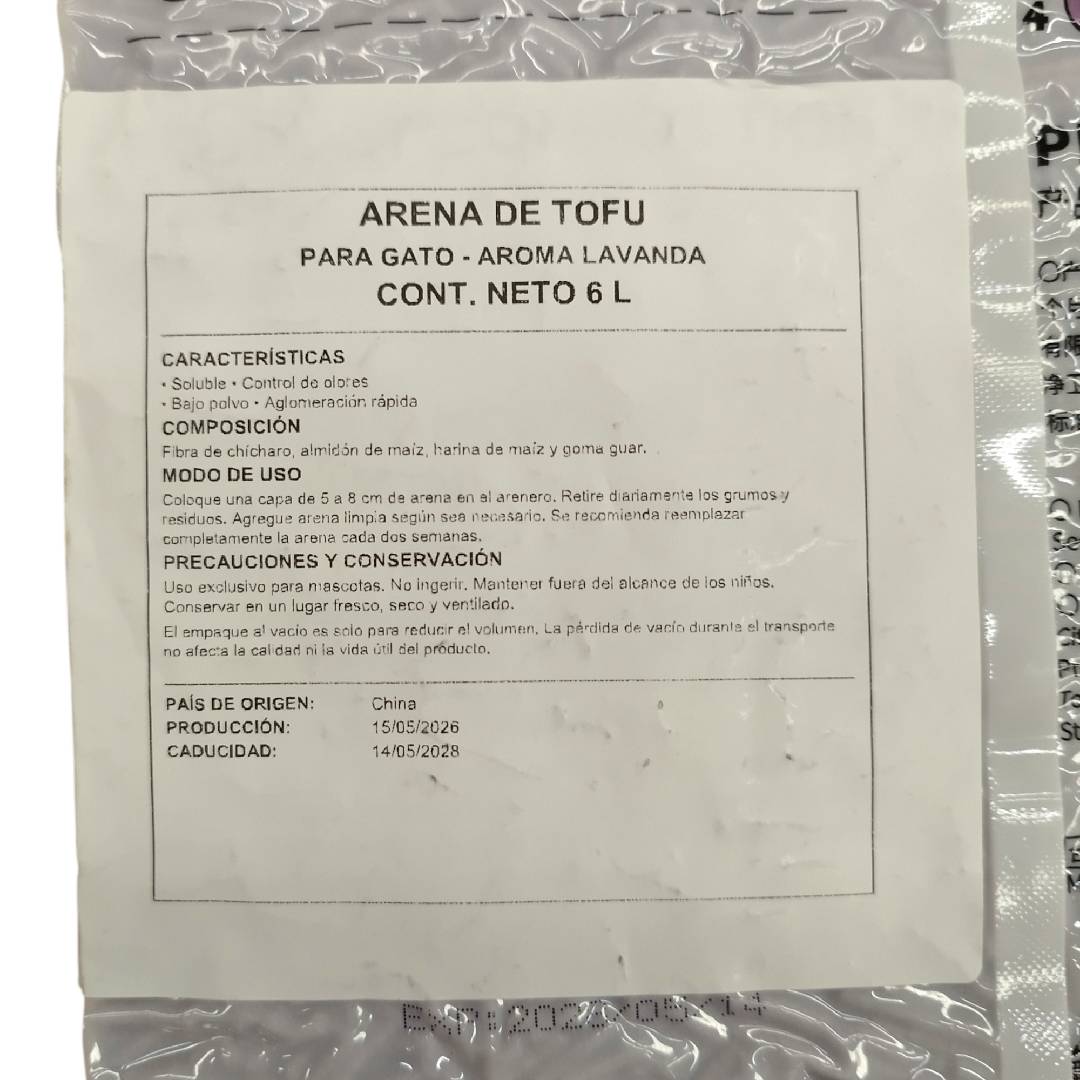 CT0510 1 Pieza De Arena para Gatos de Tofu 2 mm 6 L