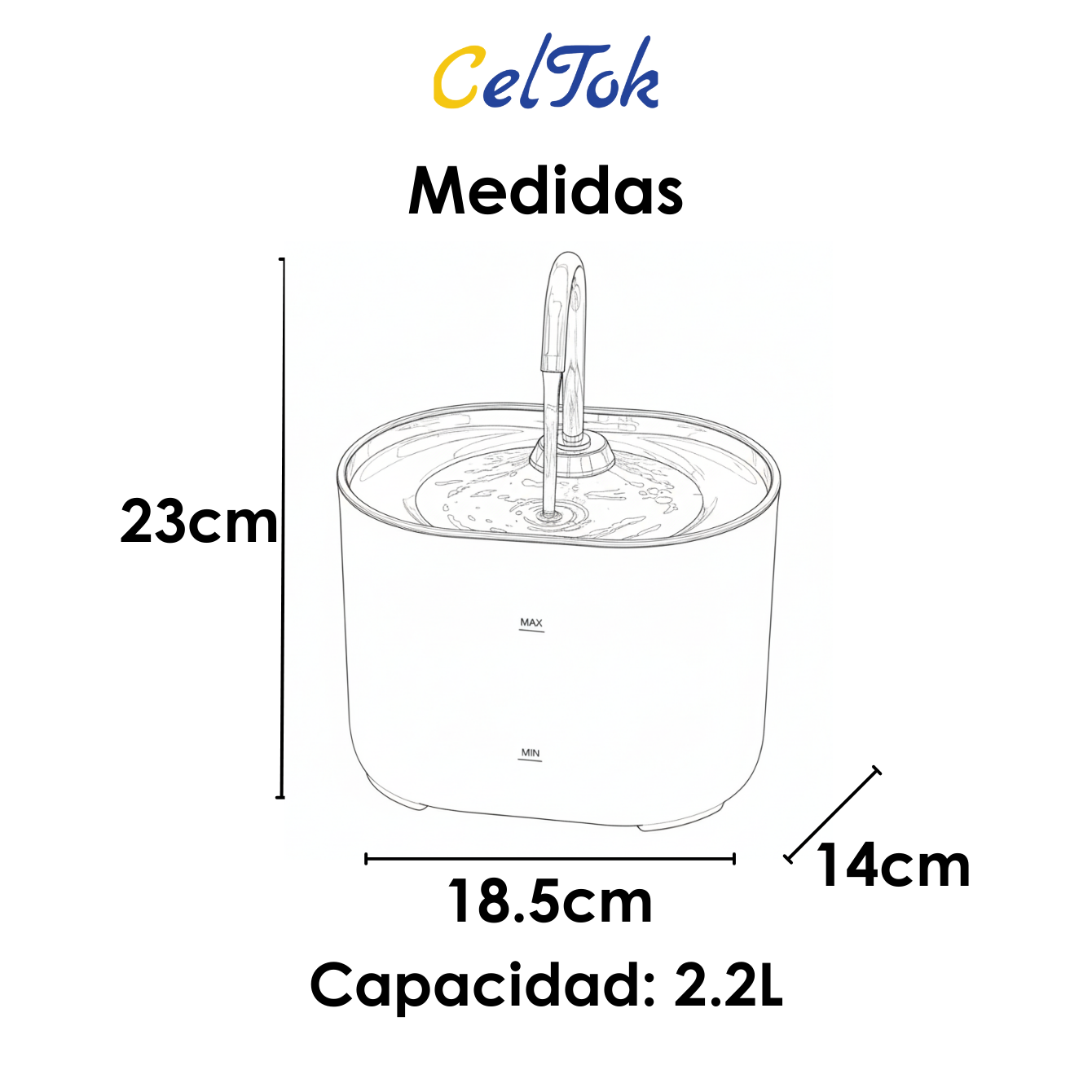 CT2333 1 Pieza De Fuente De Agua 2.2L Para Mascota