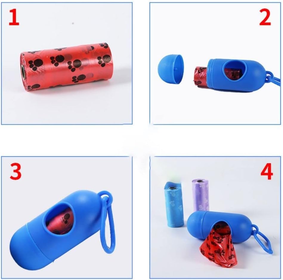 CT2444 1 Pieza Dispensador De Rollo Diseño "Pildora" y 1 Rollo De Bolsas De Basura Para Mascota