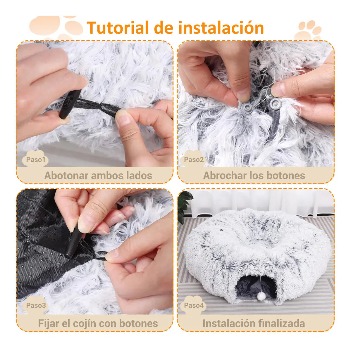 CT2968 1 Pieza De Cama Túnel Interactivo De Felpa Con Cojín Y Pompón Para Mascotas