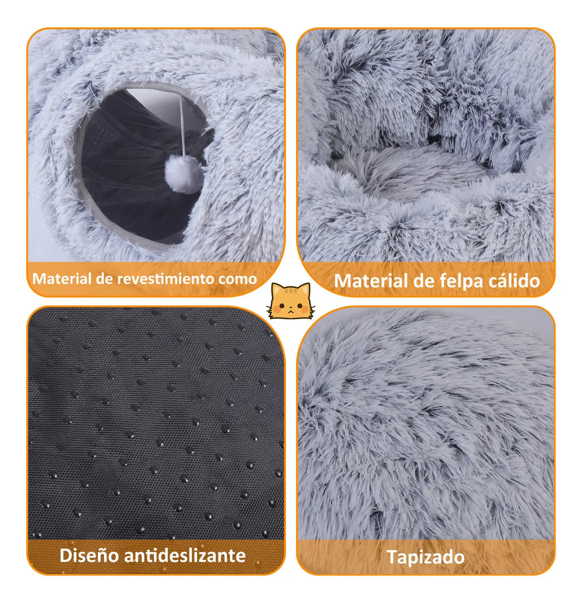 CT2968 1 Pieza De Cama Túnel Interactivo De Felpa Con Cojín Y Pompón Para Mascotas