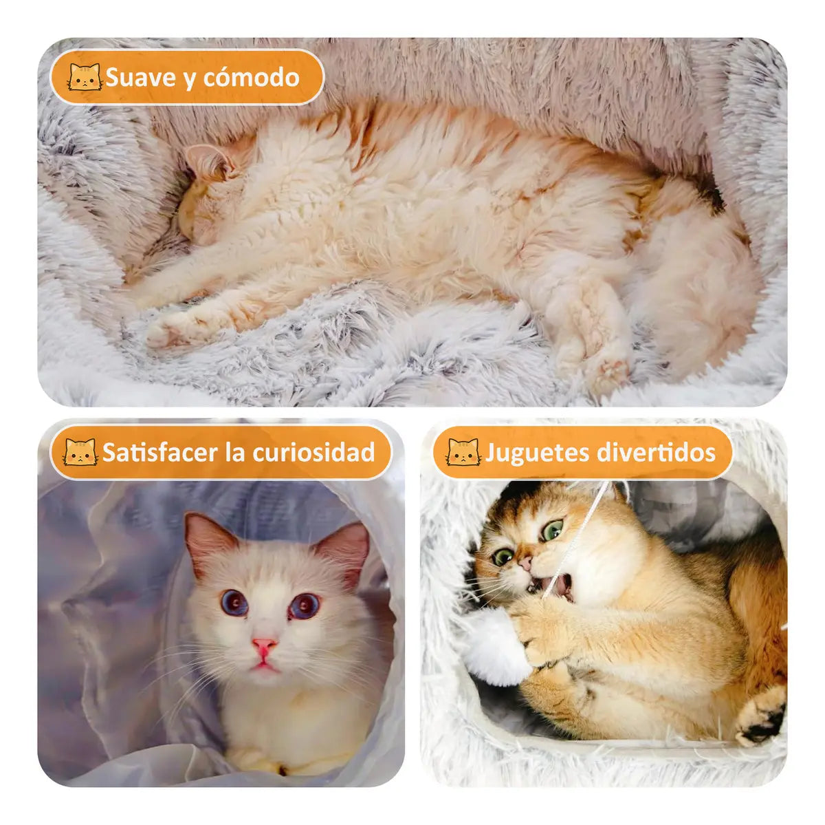 CT2968 1 Pieza De Cama Túnel Interactivo De Felpa Con Cojín Y Pompón Para Mascotas