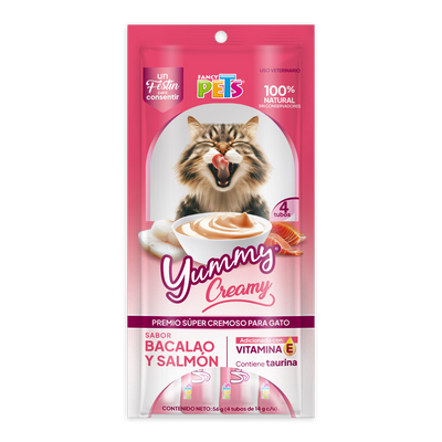 FL9205-9211 4 Piezas Yummy Creamy Bacalao y Salmon Para Gato 14g