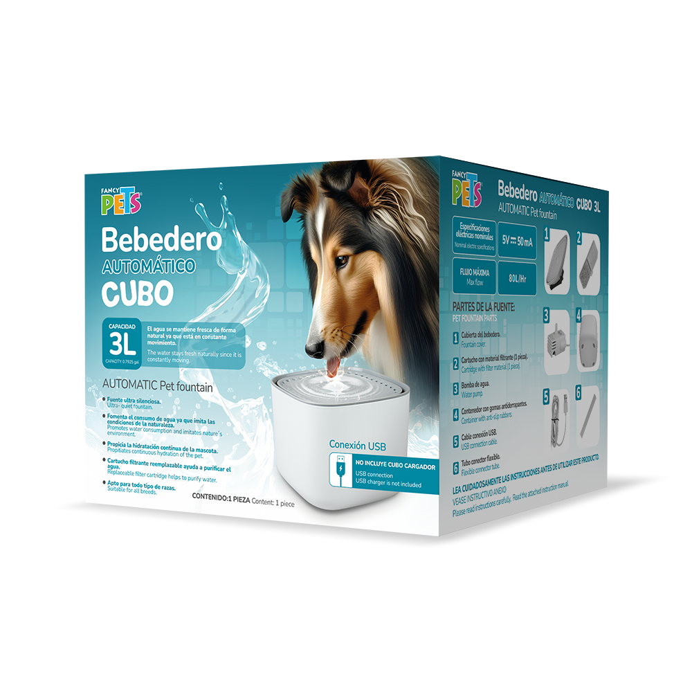 FL9877 1 Pieza De Fuente De Agua Blanco Capacidad 3 Lts Para Mascotas