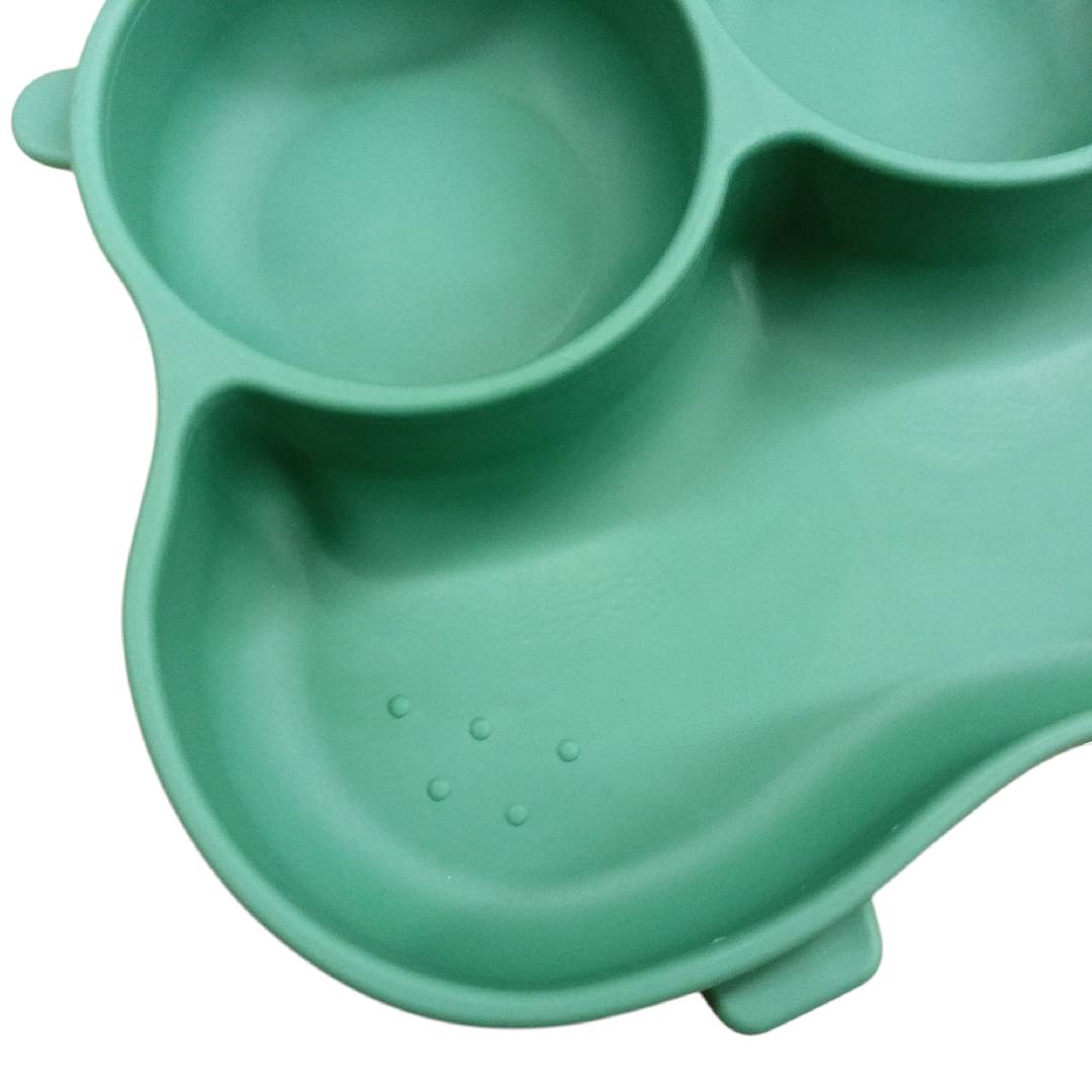 CT0312 1 Pieza De Tazón Flexible De Silicón Con 3 Divisiones Y Tapa Diseño Ranita Para Mascota