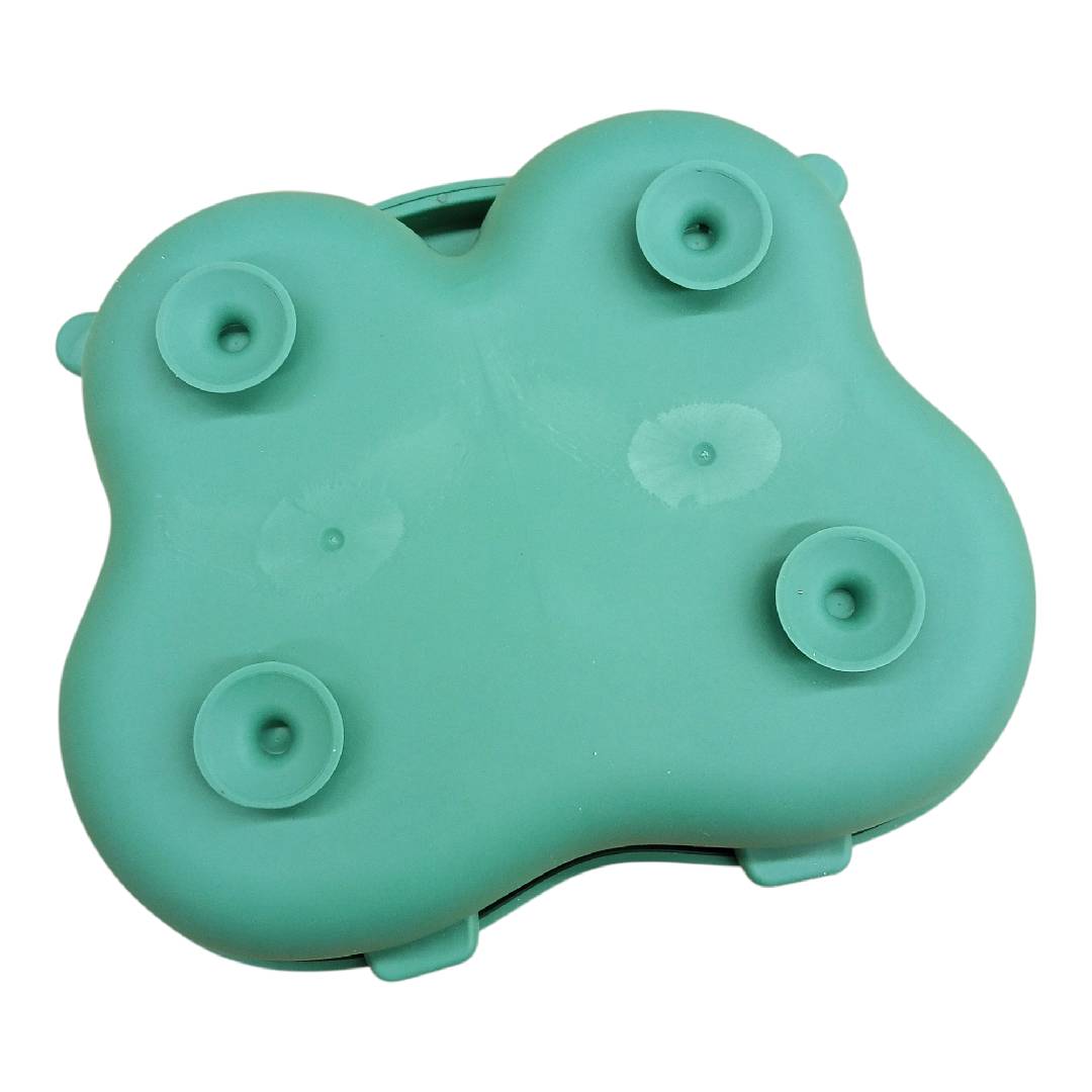 CT0312 1 Pieza De Tazón Flexible De Silicón Con 3 Divisiones Y Tapa Diseño Ranita Para Mascota