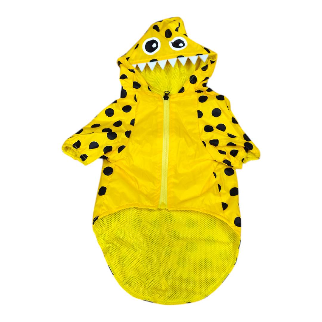 CT1916 1 Pieza De Impermeable Diseño Dinosaurio Lunares Amarillos Para Mascota
