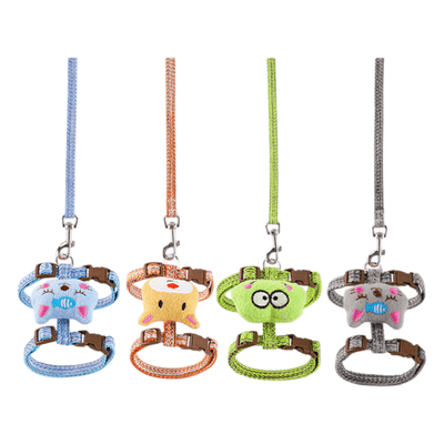 CT2184 1 Pieza Correa Y 1 Pieza De Pechera Para Gatos Con Diseño De Animales