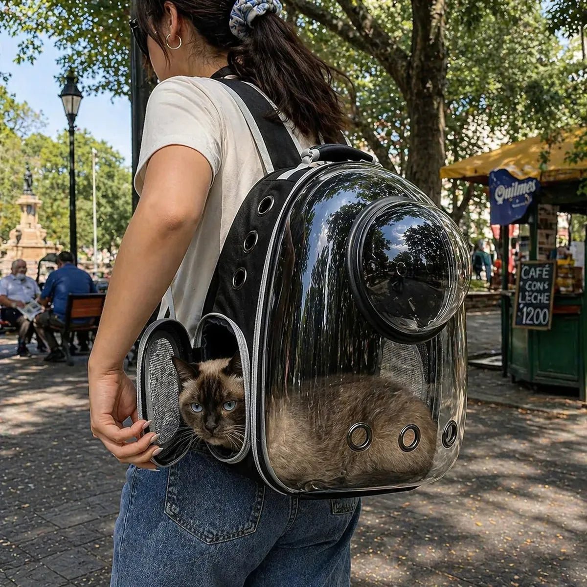 CT2375 1 Pieza Mochila Transportadora Tipo Cápsula Con Burbuja Transparente Para Mascotas