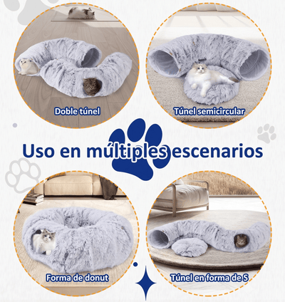 CT2968 1 Pieza De Cama Túnel Interactiva De Felpa Con Cojín Y Pompón Para Mascotas