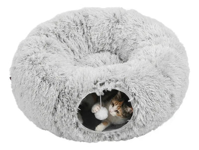 CT2968 1 Pieza De Cama Túnel Interactiva De Felpa Con Cojín Y Pompón Para Mascotas