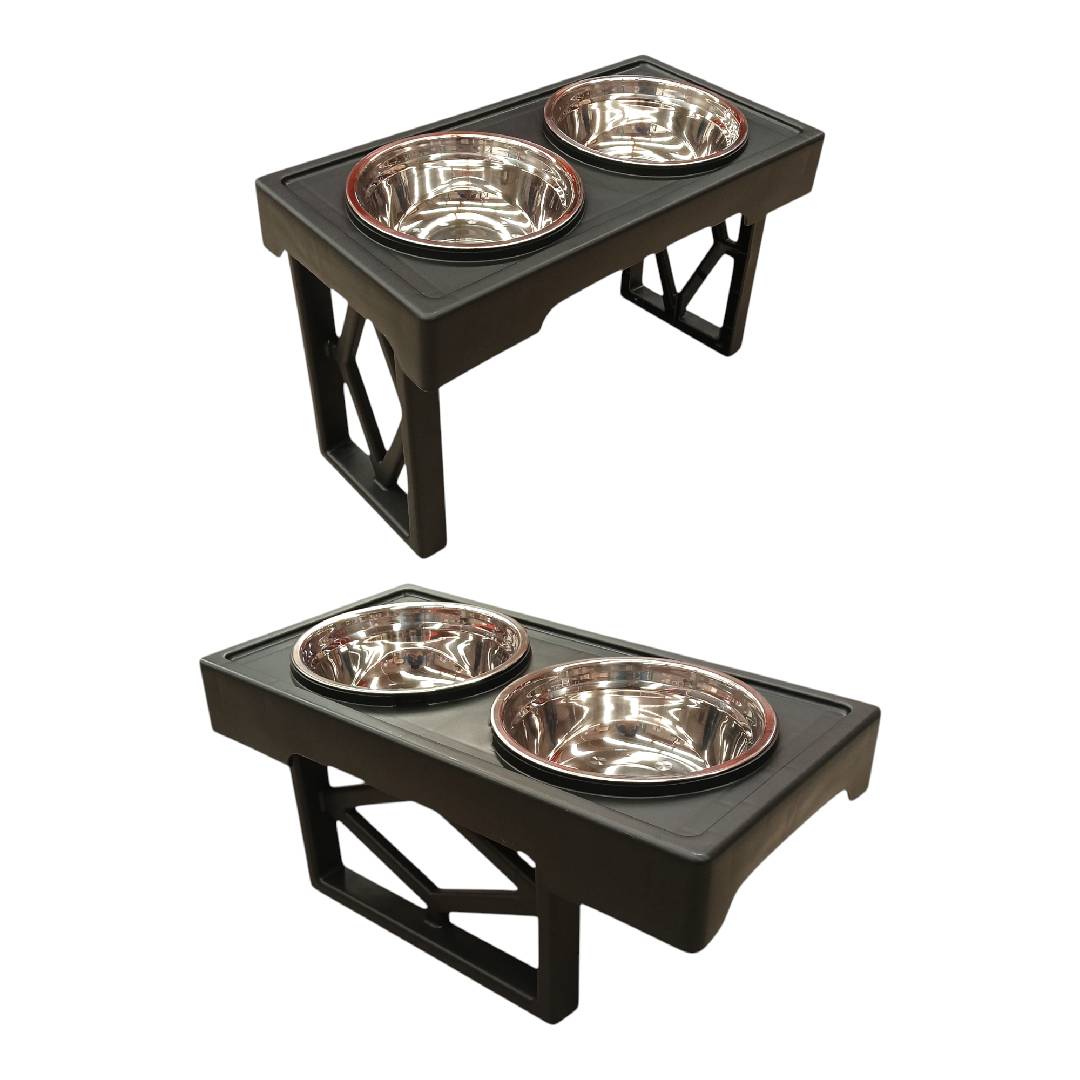 CT3089 1 Pieza De Tazón Elevado Ajustable 3 Alturas 2 Tazones Acero Inox Para Mascotas
