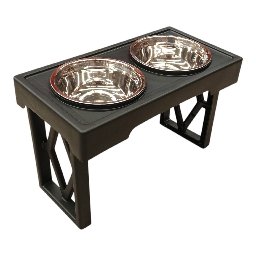 CT3089 1 Pieza De Tazón Elevado Ajustable 3 Alturas 2 Tazones Acero Inox Para Mascotas