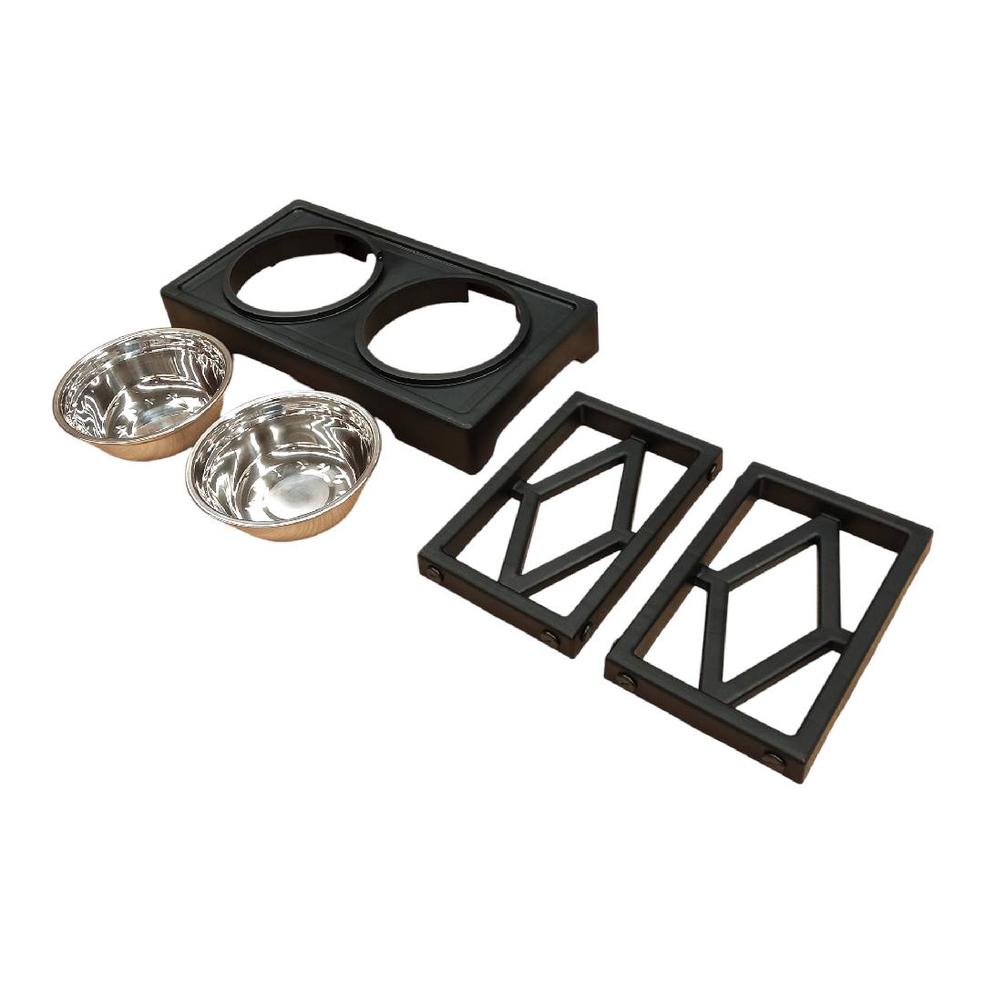 CT3089 1 Pieza De Tazón Elevado Ajustable 3 Alturas 2 Tazones Acero Inox Para Mascotas