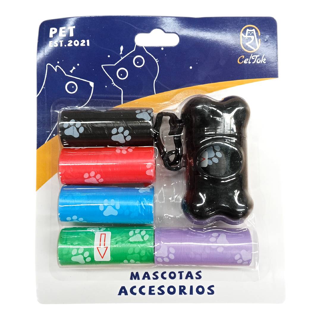 CT7555 1 Pack 1 Pieza Dispensador De Rollo Diseño "Huesito" y 6 Rollos De Bolsas De Basura Para Mascota