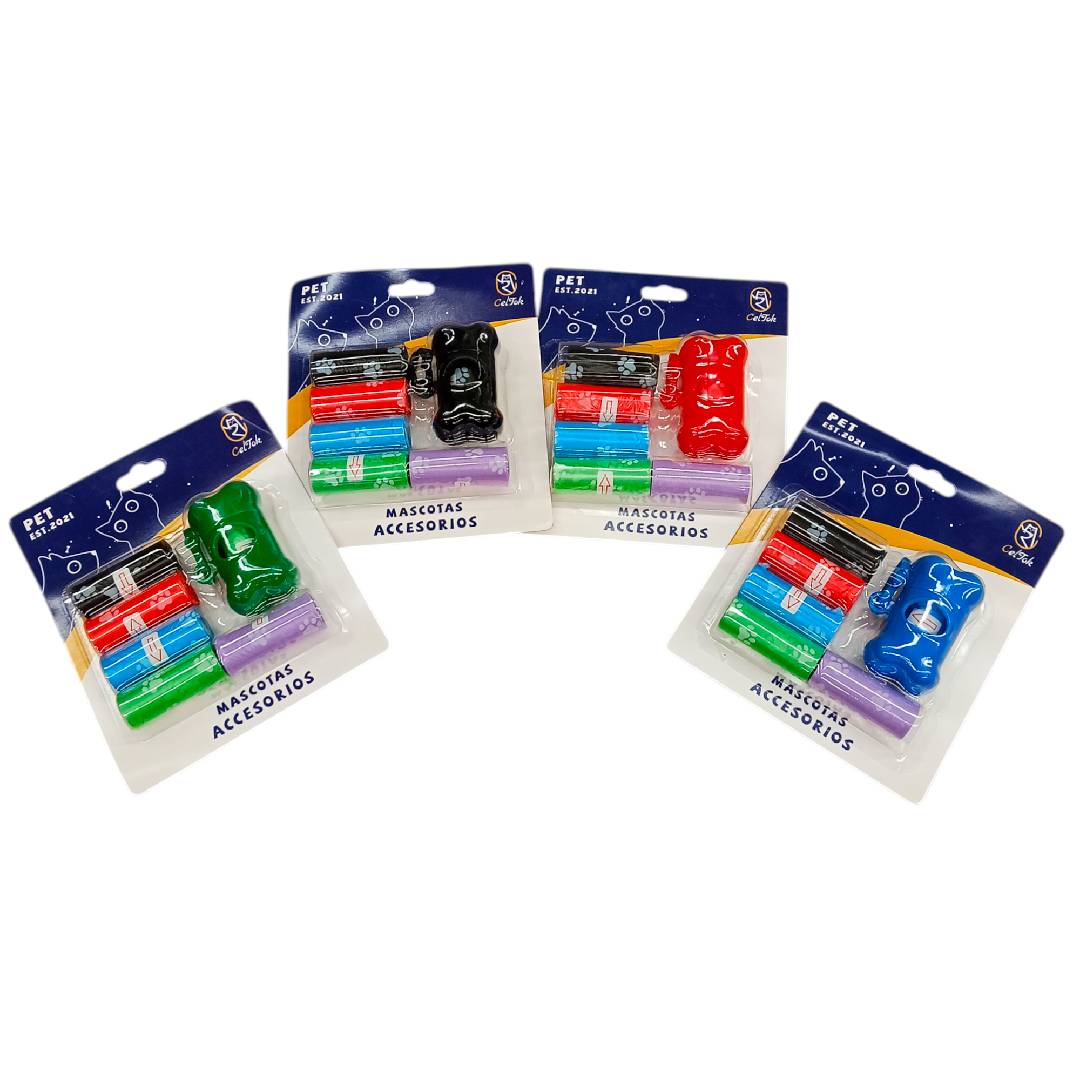 CT7555 1 Pack 1 Pieza Dispensador De Rollo Diseño "Huesito" y 6 Rollos De Bolsas De Basura Para Mascota