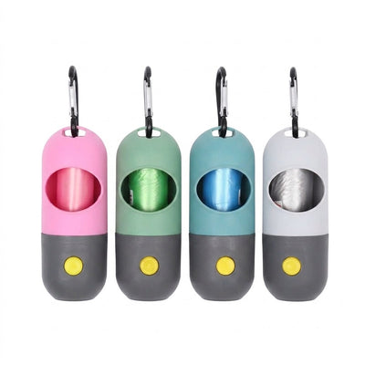 CT0327 1 Pieza Dispensador De Rollo Diseño "Pildora" Luz LED Integrada y 1 Rollo De Bolsas De Basura Para Mascota