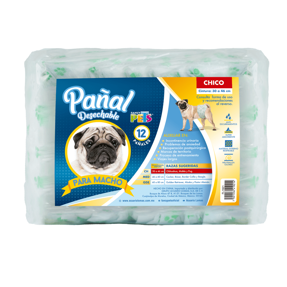 FL1921 1 Paquete De 12 Pieza De Pañal Ch Para Macho