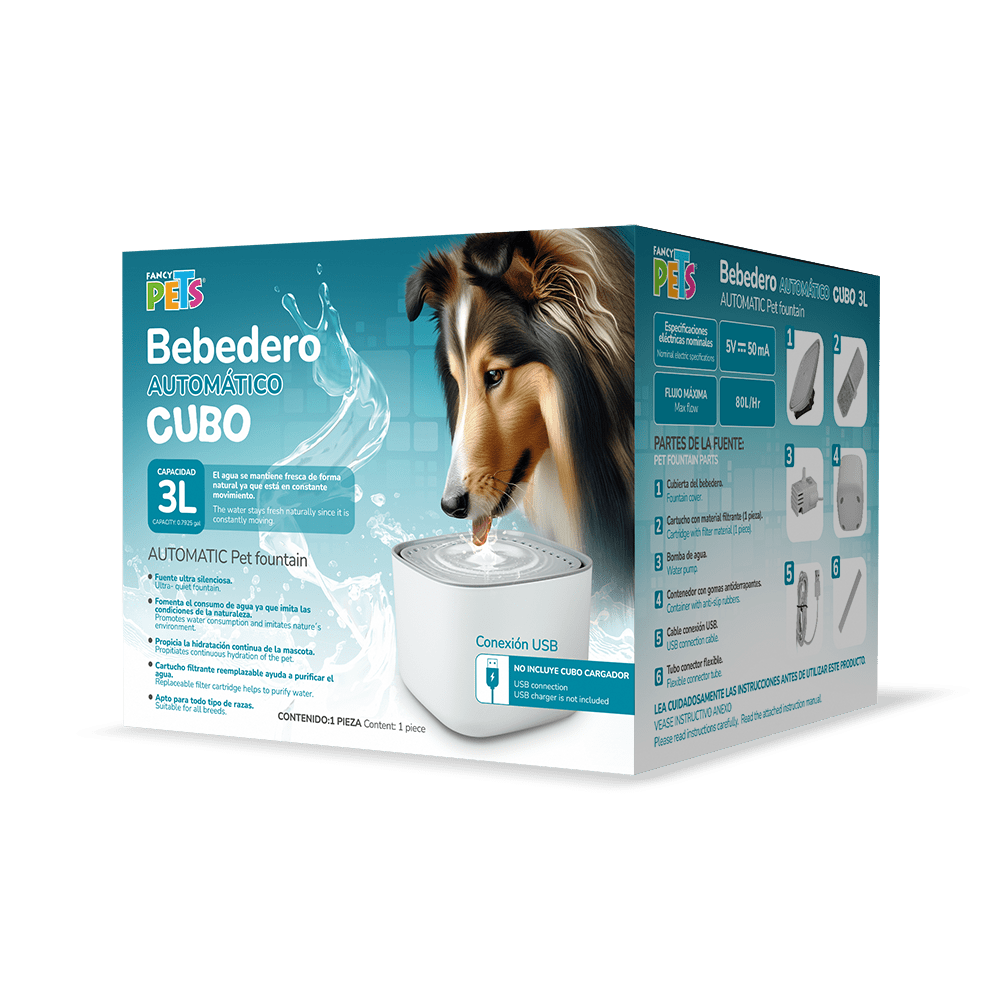 FL9877 1 Pieza De Fuente De Agua Blanco Capacidad 3 Lts Para Mascotas